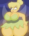  2022 3barts 4k abstract_background absurd_res accessory big_breasts blonde_hair breasts cleavage clothed clothing curvaceous curvy_figure digital_drawing_(artwork) digital_media_(artwork) disney dress eyelashes fairy female green_eyes hair hair_accessory hair_tie hand_on_hip hand_on_own_hip hi_res hourglass_figure huge_breasts humanoid insect_wings light-skinned_female light_body light_skin lipstick makeup not_furry open_wings panties panty_shot peter_pan red_lipstick simple_background small_waist solo thick_thighs tinker_bell_(disney) underwear voluptuous wide_hips wings 