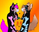  animal_humanoid anthro blood_on_face canid canid_humanoid canine canine_humanoid duo hi_res holidays humanoid hyaenid jack-o&#039;-lantern male male/male mammal mammal_humanoid mask tarou_reggi tobi_hyena 