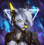  anthro canid canine canis cybernetics fangs female hair hi_res machine mammal robot solo teeth white_hair xsissa 