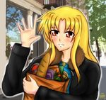  blonde_hair fate_testarossa lyrical_nanoha mahou_shoujo_lyrical_nanoha mahou_shoujo_lyrical_nanoha_strikers red_eyes waving 