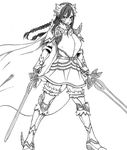  armor erza_scarlet fairy_tail mashima_hiro monochrome sword twintails weapon 