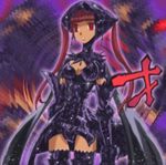  armor breasts cleavage dark_skin dominatrix lowres mnemosyne_(episode_g) pink_hair red_eyes saint_seiya saint_seiya_episode_g twintails 