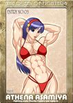  abs arms_behind_head arms_up asamiya_athena bikini breasts female king_of_fighters muscle muscular_female psycho_soldier purple_eyes purple_hair ren_(tainca2000) rentb snk solo star swimsuit 