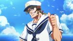  bird day george_(seitokai_yakuindomo) hat male_focus ocean sailor screencap seitokai_yakuindomo shako_cap sky solo 