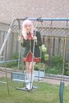  absurdres baka_to_test_to_shoukanjuu cosplay highres himeji_mizuki long_hair park photo pink_hair real school_uniform skirt solo 