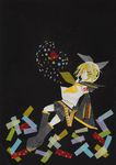  absurdres blonde_hair collage eyes_closed heart highres kagamine_rin muu traditional_art traditional_media vocaloid 