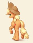  2022 absurd_res applejack_(mlp) aquaticvibes blonde_hair butt clothing cowboy_hat cutie_mark digital_media_(artwork) dock earth_pony equid equine eyelashes female feral friendship_is_magic green_eyes hair hasbro hat headgear headwear hi_res hooves horse looking_at_viewer looking_back mammal my_little_pony orange_body orange_hooves pony rear_view smile smirk solo underhoof yellow_tail 