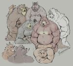  2022 anthro erection exclamation_point eyes_closed genitals groping_from_behind group hi_res male male/male mammal moob_grab moobs nipples overweight overweight_male penis pure_command sex suid suina sus_(pig) ursid wild_boar 