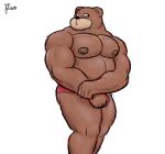  alanottaviano anthro barazoku belly brown_bear brown_body brown_fur bulge fur hi_res male mammal musclegut muscular muscular_male overweight overweight_male solo ursid ursine 