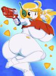  android angstrom big_breasts big_butt blonde_hair bottomless breasts brown_eyes butt cave_story clothed clothing curly_brace female gun hair hi_res holding_gun holding_object holding_weapon huge_breasts huge_butt humanoid looking_back machine open_mouth ranged_weapon robot robot_humanoid shirt solo tank_top thick_thighs topwear video_games weapon white_body 