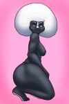  afro big_butt black_body black_fur breasts brown_eyes butt female fur hi_res mammal megan_(pink_cat_enthusiast) mephitid nipples oystercatcher7 simple_background skunk solo tailless 