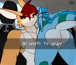  aiden_(prate) anthro dragon duo he_wants_to_order hi_res huff_(prate) humor male meme prate-dragon 