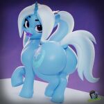  3d_(artwork) absurd_res big_butt blue_body butt cutie_mark digital_media_(artwork) equid equine female feral friendship_is_magic hasbro hi_res horn huge_butt lips looking_at_viewer looking_back looking_back_at_viewer mammal my_little_pony shreddy117 solo thick_lips trixie_(mlp) unicorn 