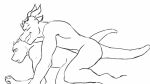  animated anthro black_and_white doggystyle duo from_behind_position hi_res horn male male/male manebaloart monochrome monotone_body monotone_tail scalie sex smile snout 