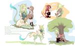  animal_ears blue_eyes brown_hair centaur ceres_fauna green_hair hakos_baelz highres hololive hololive_english horns long_hair mouse_ears mouse_girl multicolored_hair multiple_girls nanashi_mumei onecolo133 ponytail red_hair taur 