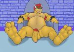  anthro belly body_hair bowser chubby_male feet foot_focus footfetish foreskin genitals hi_res koopa lazy_background male mario_bros nashperosa nintendo paws penis pubes scalie solo video_games 