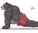  alanottaviano anthro barazoku belly black_bear bulge butt clothing fur hi_res male mammal musclegut muscular muscular_male overweight overweight_male red_clothing red_underwear solo underwear ursid ursine 