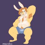  anthro belly big_belly body_hair bulge chest_hair chubby_male clothing fax_(faxmedarling) fur hair hi_res lagomorph leporid macrolee male mammal nipples overweight overweight_male pubic_trail rabbit solo underwear yellow 