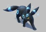  alternate_color black_fur commentary_request grey_background looking_to_the_side momomo12 no_humans pokemon pokemon_(creature) shiny_pokemon signature solo sparkle standing umbreon yellow_eyes 