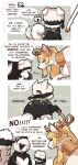  antlers butt canid canine canis cervid clothed clothing comic dialogue digital_media_(artwork) domestic_dog english_text felid female feral food frown fur group hair hi_res hooves horn larger_female looking_back male mammal missaka nier_automata open_mouth pantherine pocky rear_view size_difference smaller_male smile snow_leopard speech_bubble spots text video_games white_body white_fur yorha_2b yorha_9s 