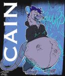  belly_focus burping cain_(robberpossum) didelphid digestion ear_piercing fatal_vore looking_pleasured male mammal marsupial piercing solo struggling unwilling_prey vore zusie_vorare 