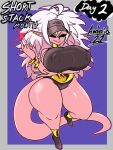  arm_under_breasts big_breasts breasts female hi_res huge_breasts humanoid jyto majin_android_21 nipple_outline not_furry pink_body solo thick_thighs 