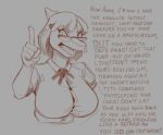  anthro big_breasts breasts brokenmojo clothed clothing dialogue dinosaur dress_shirt english_text eyewear female gesture glasses goodbye_volcano_high hadrosaurid hair humor looking_at_viewer monochrome naomi_(gvh) ornithischian parasaurolophus pointing pointing_at_viewer reptile scalie shirt sketch snoot_game_(fan_game) solo talking_to_viewer text topwear 