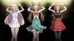  3girls armpits bare_arms bdsm black_thighhighs blonde_hair blue_eyes bondage bound brown_eyes brown_hair crying crying_with_eyes_open dress green_eyes highres jasmine_(pokemon) lillie_(pokemon) long_hair looking_at_viewer multiple_girls pokemon pokemon_(anime) red_skirt serena_(pokemon) shirt short_sleeves skirt standing tears thighhighs tsukishiro_saika white_shirt white_skirt 