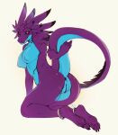  anthro anus biped black_sclera blue_body blue_countershading bodily_fluids breasts claws countershade_face countershade_genitalia countershade_pussy countershade_tail countershade_torso countershading dragon female genital_fluids genitals hi_res looking_at_viewer purple_body pussy pussy_juice raised_tail solo tavyapl 
