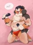  alebehemut anthro barking belly bernese_mountain_dog big_belly blush bodily_fluids bulge canid canine canis clothed clothing domestic_dog dripping english_text erection erection_under_clothing fur happy hi_res human human_to_anthro jockstrap kneeling male mammal molosser mountain_dog nipple_piercing nipples onomatopoeia open_mouth overweight overweight_male piercing saliva saliva_drip simple_background solo sound_effects species_transformation swiss_mountain_dog teeth text tongue tongue_out transformation tuft underwear virtual_reality vr_headset 