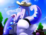  anthro big_breasts big_butt bludraconoid breasts butt clothed clothing female generation_6_pokemon goodra hat headgear headwear hi_res huge_butt nintendo pokemon pokemon_(species) solo thick_thighs topless video_games 
