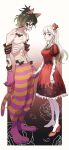  alice_in_wonderland animal_ears armband bangs brother_and_sister cat_ears cat_tail cheshire_cat_(alice_in_wonderland) cheshire_cat_(alice_in_wonderland)_(cosplay) colored_tips cosplay crown daki_(kimetsu_no_yaiba) dress facial_mark fake_tail floral_background flower from_side full_body gloves gradient gradient_background green_hair gyuutarou_(kimetsu_no_yaiba) high_heels highres holding_hands long_hair looking_at_another looking_at_viewer looking_away mini_crown multicolored_hair osushitabetayi pants petals pink_gloves puffy_short_sleeves puffy_sleeves queen_of_hearts_(alice_in_wonderland) queen_of_hearts_(alice_in_wonderland)_(cosplay) red_dress red_footwear ribs rose short_sleeves siblings sideways_glance skinny streaked_hair striped striped_pants tail topless_male white_background white_gloves white_hair 