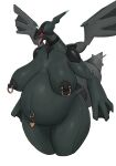  anthro areola biped black_body bodily_fluids breasts female generation_5_pokemon genital_fluids hi_res im51nn5 jewelry legendary_pokemon navel navel_piercing necklace nintendo nipple_clamp nipples open_mouth piercing pokemon pokemon_(species) pregnant pussy_juice red_sclera saliva simple_background solo tongue tongue_out video_games white_background white_eyes zekrom 