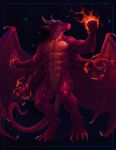  absurd_res anthro digitigrade dragon efaru fire hi_res horn male multi_arm multi_limb solo standing star wings 