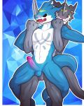  2021 abs absurd_res anthro anthro_on_anthro anthro_penetrated anthro_penetrating anthro_penetrating_anthro balls bandai_namco blue_balls blue_penis blue_tail blush collarbone digimon digimon_(species) duo erection exveemon from_behind_position genitals glans hi_res humanoid_genitalia humanoid_penis male male/male male_penetrated male_penetrating male_penetrating_male nude open_mouth pecs penetration penis sex teeth tmdduq6918 tongue 