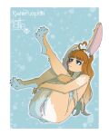  absurd_res anthro anus bangs blush body_blush breast_blush breasts brown_body brown_eyes brown_fur brown_hair butt cotton_tail feet female floppy_ears fur fur_markings genitals gradient_fur gradient_hair green_eyes hair heterochromia hi_res holding_both_legs holding_leg lagomorph latte_(nekopumpkin) legs_in_air leporid long_hair mammal markings nekopumpkin nipples nude paws pink_nose presenting pussy pussy_blush rabbit solo toes 