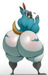  &lt;3 absurd_res anthro avian big_butt bird blush body_blush breath_of_the_wild butt butt_blush feathers half-closed_eyes hi_res huge_butt hyper hyper_butt kass_(tloz) looking_at_viewer looking_back male multicolored_body narrowed_eyes nintendo open_mouth rito schplingnops simple_background smile solo the_legend_of_zelda thick_thighs video_games wide_hips 