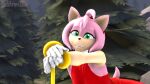  16:9 3d_(artwork) 4k absurd_res amy_rose anthro black_nose bracelet clothed clothed_female clothing digital_media_(artwork) dress ears_up english_text eulipotyphlan female fur gloves green_eyes hair handwear hi_res humanoid jewelry leaning linkaransfm looking_at_viewer mammal open_mouth outside pink_body pink_fur pink_hair plant red_clothing red_dress sega smile solo sonic_the_hedgehog_(series) source_filmmaker tan_arms teeth text tree video_games warfare_amy warfare_machine widescreen 