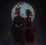  absurd_res anthro antlers beastars blood bodily_fluids canid canine canis cervid cervine drama duo fanfiction female hi_res horn hybrid jessetaggart juno_(beastars) louis_(beastars) male male/female mammal red_deer reddress romance_novel star wolf wolfdog 