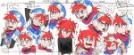  1boy blue_eyes closed_mouth goggles grandia grandia_i hat hontani_toshiaki justin_(grandia) long_hair looking_at_viewer male_focus messy_hair open_mouth red_hair simple_background smile solo white_background 