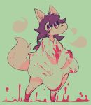  anthro barefoot blood bodily_fluids canid canine canis clothing domestic_dog feet floating hair half-closed_eyes looking_at_viewer male mammal messy_hair narrowed_eyes poncho red_eyes sog_(squishy) solo squishy_(artist) 