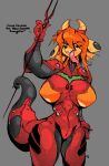  2022 anthro awr_hey breasts clothed clothing cosplay digital_drawing_(artwork) digital_media_(artwork) dragon ear_piercing english_text female flesh_tunnel gauged_ear hair hi_res horn lance_of_longinus looking_at_viewer neon_genesis_evangelion open_mouth piercing plugsuit red_hair simple_background solo text tongue zoe_(awr_hey) 