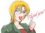  blonde_hair blue_eyes glasses jodie_starling meitantei_conan thumbs_up 