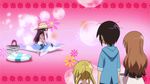  animated animated_gif beach blonde_hair brown_hair bucket flower flowers gif hagimura_suzu hat inflatable_dolphin inflatable_toy long_hair lowres ocean purple_hair seitokai_yakuindomo shichijou_aria short_hair sunglasses swimsuit tsuda_takatoshi 