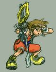  boy chains child keyblade kingdom_hearts lowres sora sora_(kingdom_hearts) spiked_hair spiky_hair squat squatting 