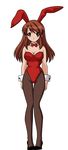  1girl absurdres asahina_mikuru breasts brown_hair bunny_outfit bunnysuit female full_body highres legs long_hair simple_background smile solo suzumiya_haruhi_no_yuuutsu thighs white_background 