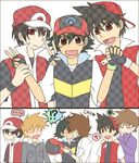  ... 6+boys ? alternate_costume bad_id bad_pixiv_id baseball_cap black_hair blush brown_hair closed_eyes green_eyes hat hat_removed headwear_removed labcoat male_focus multiple_boys no_hat no_headwear onomatopoeia ookido_green ookido_shigeru pokemon pokemon_(anime) pokemon_(game) pokemon_gsc pokemon_special red_(pokemon) satoshi_(pokemon) sekiei squiggle yaoi 