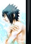  black_eyes black_hair naruto riochance7 uchiha_sasuke water 