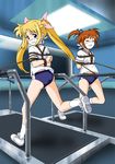  bondage buruma daikinbakuju fate_testarossa forced gag gym_uniform mahou_shoujo_lyrical_nanoha otn rope running takamachi_nanoha treadmill 