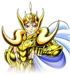  araki_shingo aries aries_mu aries_muu cape facial_mark forehead_mark gold helmet horns knights_of_the_zodiac lemurian lowres male male_focus no_eyebrows oldschool portrait ram_horns saint_seiya sheep_horns smile 